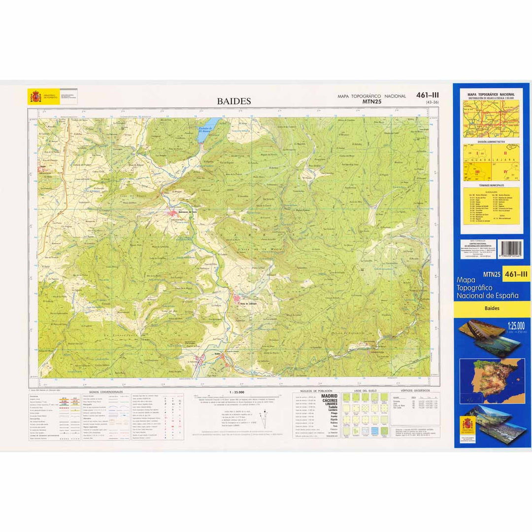 Carte topographique de l'Espagne - Baides, n° 0461.3 | CNIG - 1/25 000 carte pliée CNIG 