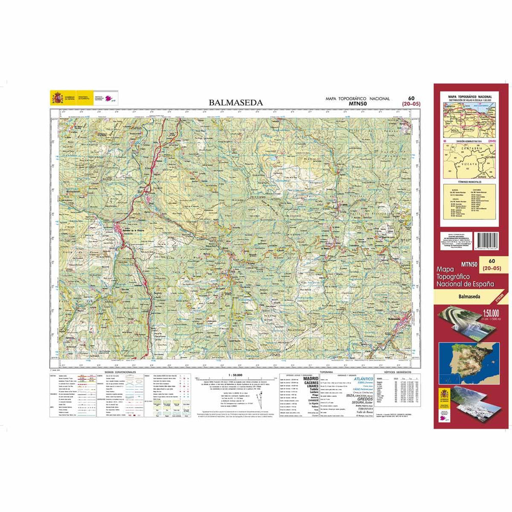 Carte topographique de l'Espagne - Balmaseda, n° 0060 | CNIG - 1/50 000 carte pliée CNIG 