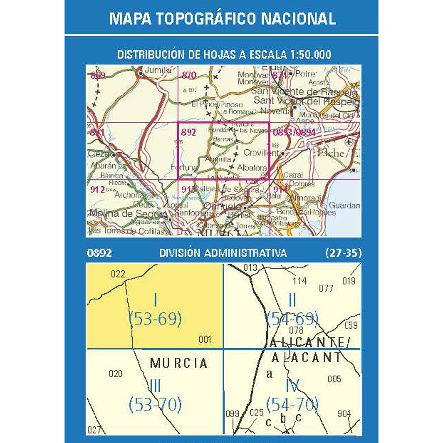 Carte topographique de l'Espagne - Barinas, n° 0892.1 | CNIG - 1/25 000 carte pliée CNIG 