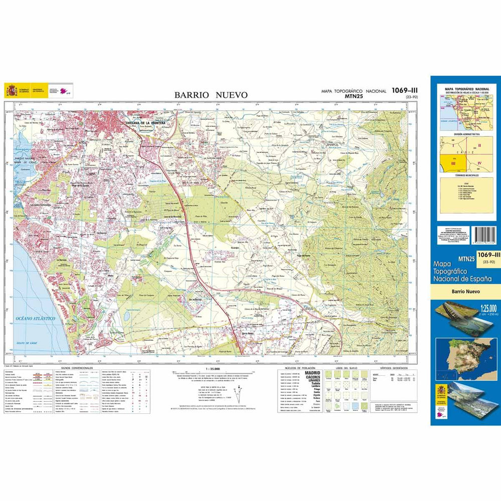 Carte topographique de l'Espagne - Barrio Nuevo, n° 1069.3 | CNIG - 1/25 000 carte pliée CNIG 