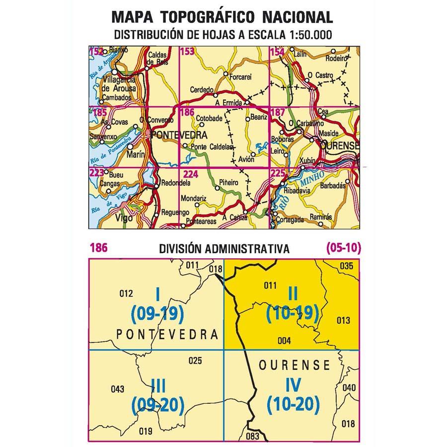 Carte topographique de l'Espagne - Beariz, n° 0186.2 | CNIG - 1/25 000 carte pliée CNIG 