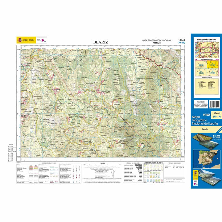 Carte topographique de l'Espagne - Beariz, n° 0186.2 | CNIG - 1/25 000 carte pliée CNIG 