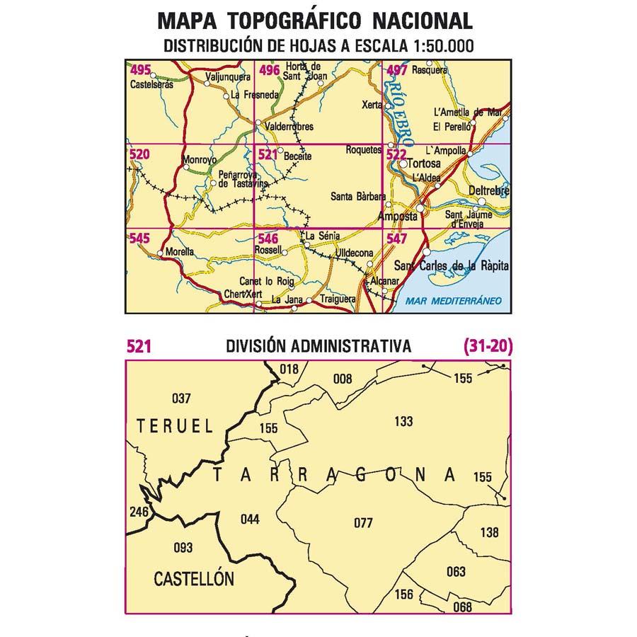 Carte topographique de l'Espagne - Beceite, n° 0520 | CNIG - 1/50 000 carte pliée CNIG 