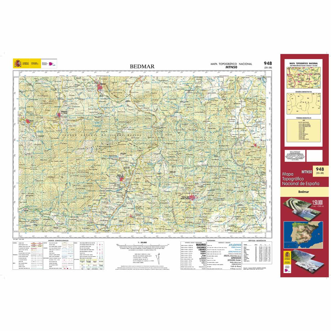 Carte topographique de l'Espagne - Bedmar, n° 0948 | CNIG - 1/50 000 carte pliée CNIG 