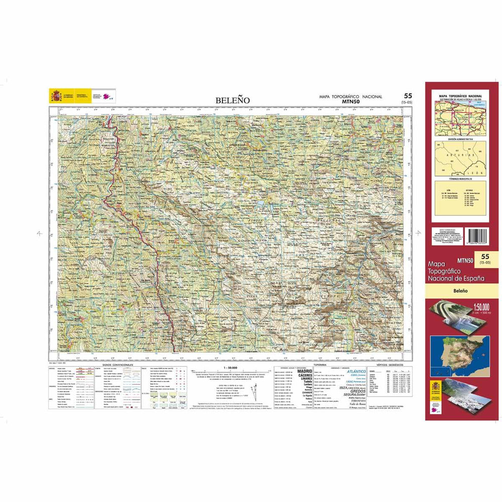 Carte topographique de l'Espagne - Beleno, n° 0055 | CNIG - 1/50 000 carte pliée CNIG 