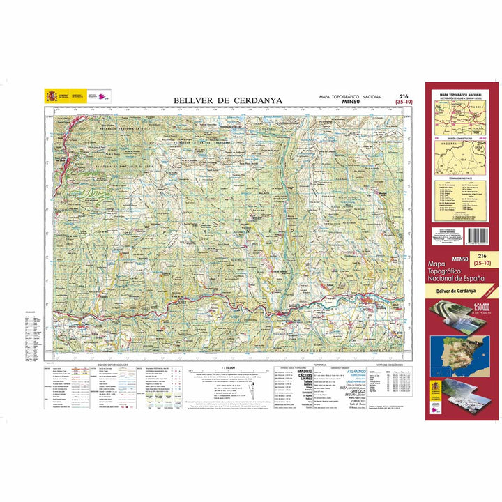 Carte topographique de l'Espagne - Bellver de Cerdanya, n° 0206 | CNIG - 1/50 000 carte pliée CNIG 