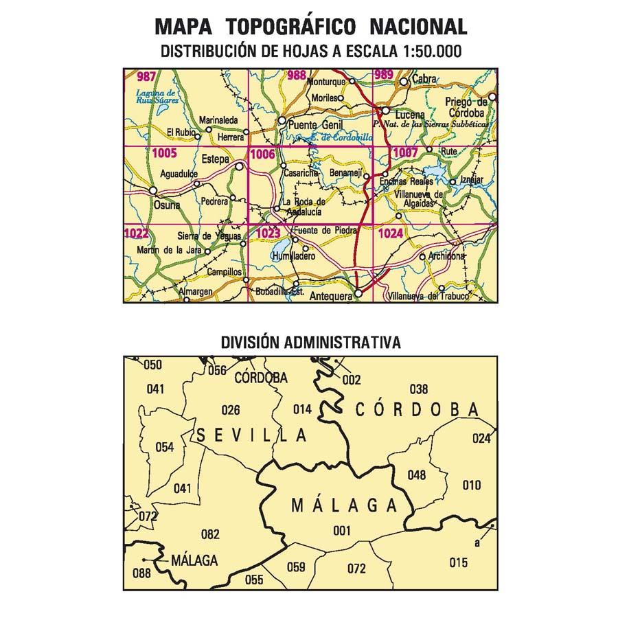 Carte topographique de l'Espagne - Benamejí, n° 1006 | CNIG - 1/50 000 carte pliée CNIG 