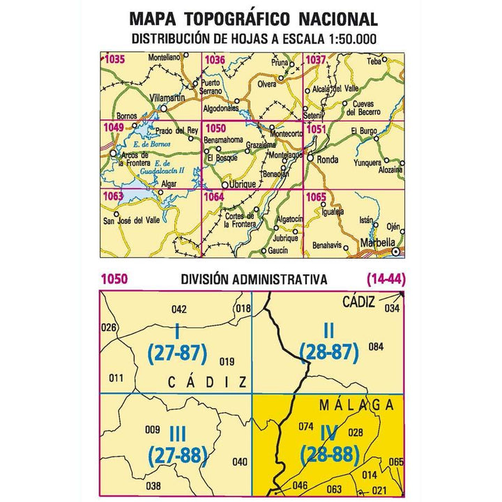 Carte topographique de l'Espagne - Benaoján, n° 1050.4 | CNIG - 1/25 000 carte pliée CNIG 