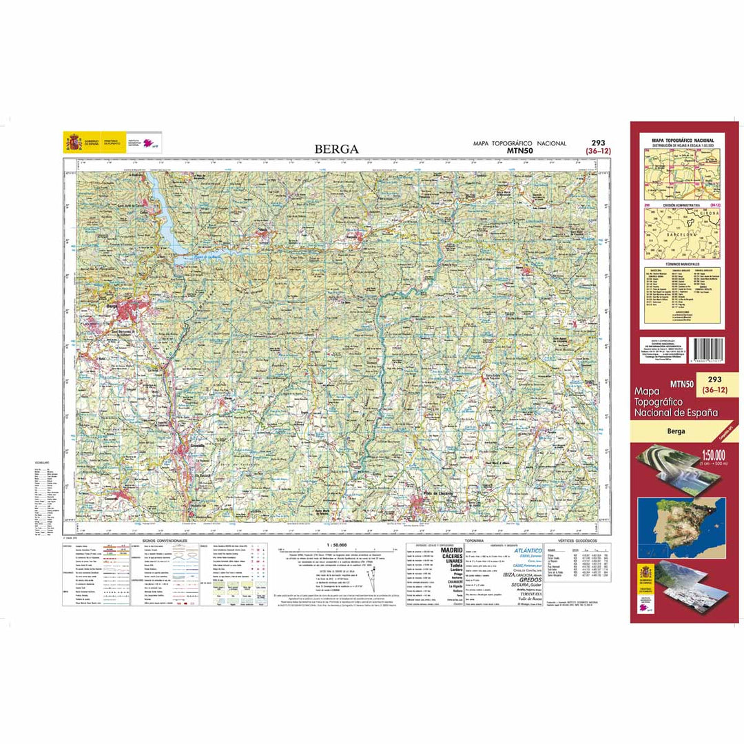 Carte topographique de l'Espagne - Berga, n° 0293 | CNIG - 1/50 000 carte pliée CNIG 