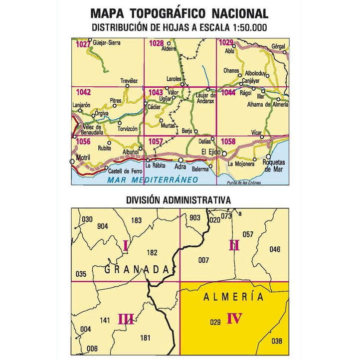 Carte topographique de l'Espagne - Berja, n° 1043.4 | CNIG - 1/25 000 carte pliée CNIG 