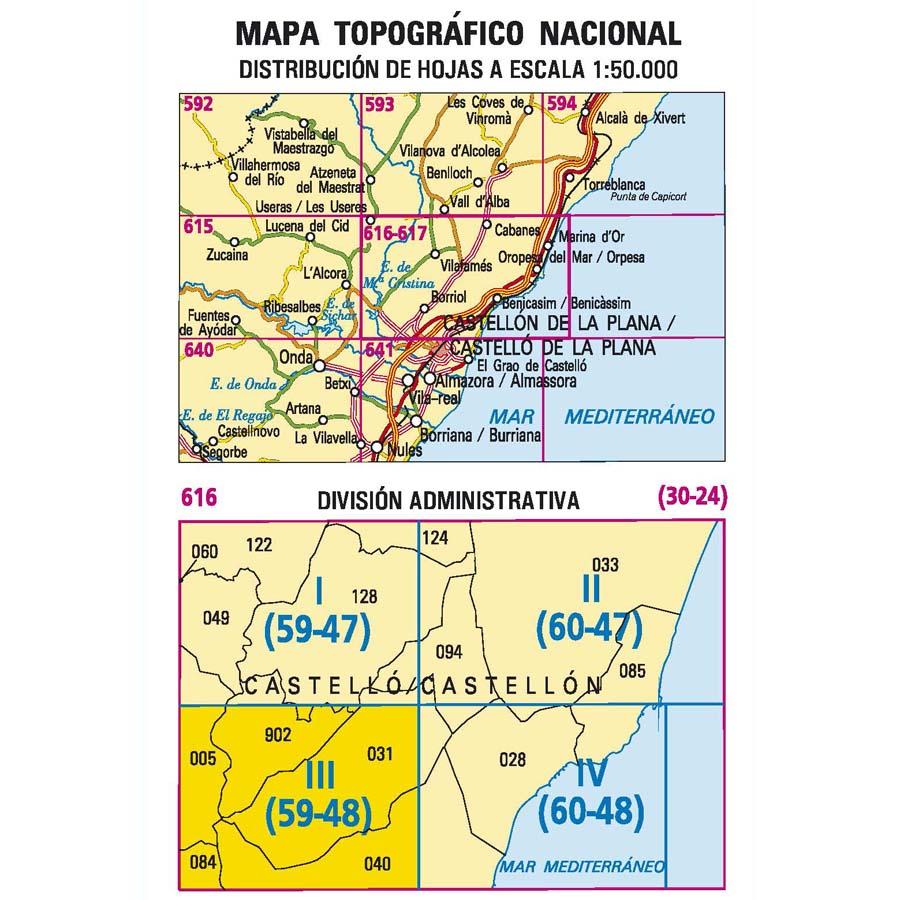 Carte topographique de l'Espagne - Borriol, n° 0616.3 | CNIG - 1/25 000 carte pliée CNIG 