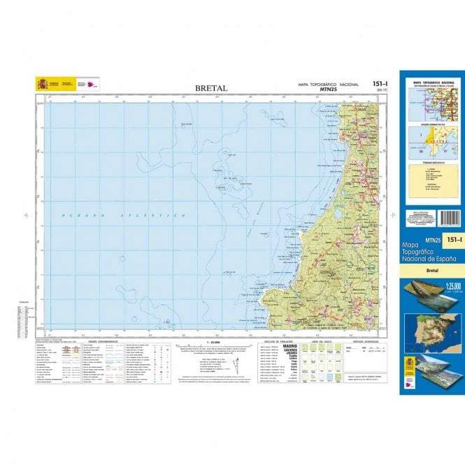 Carte topographique de l'Espagne - Bretal, n° 0151.1 | CNIG - 1/25 000 carte pliée CNIG 
