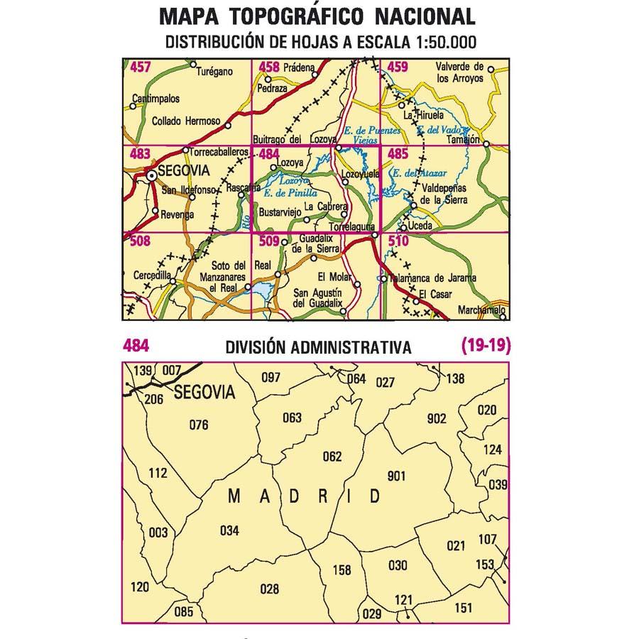 Carte topographique de l'Espagne - Buitrago del Lozoya, n° 0484 | CNIG - 1/50 000 carte pliée CNIG 