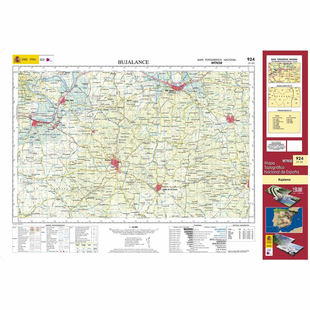 Carte topographique de l'Espagne - Bujalance, n° 0924 | CNIG - 1/50 000 carte pliée CNIG 
