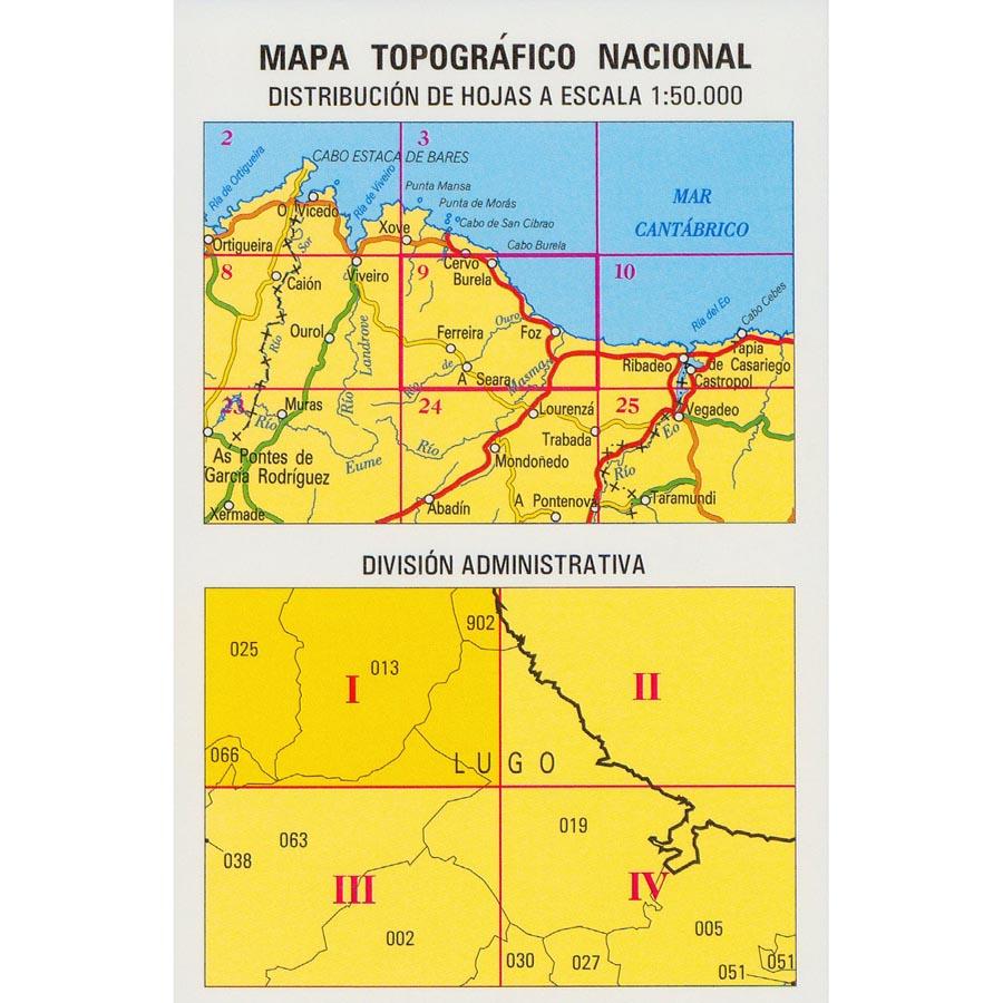 Carte topographique de l'Espagne - Burela, n° 0009.1 | CNIG - 1/25 000 carte pliée CNIG 