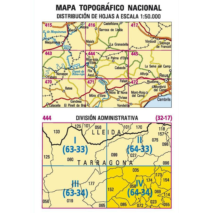 Carte topographique de l'Espagne - Cabacés, n° 0444.4 | CNIG - 1/25 000 carte pliée CNIG 