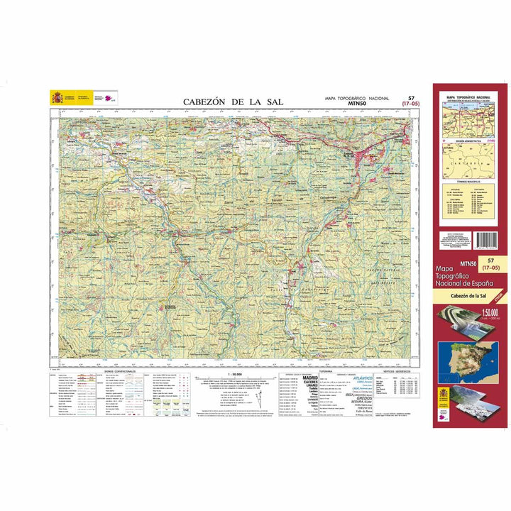 Carte topographique de l'Espagne - Cabezon de la Sal, n° 0057 | CNIG - 1/50 000 carte pliée CNIG 