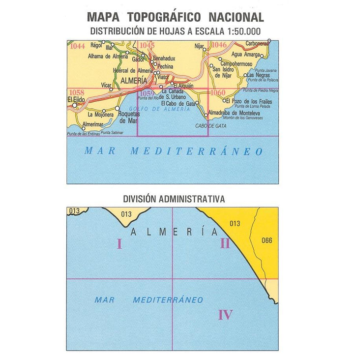 Carte topographique de l'Espagne - Cabo de Gata, n° 1059.2/4 | CNIG - 1/25 000 carte pliée CNIG 