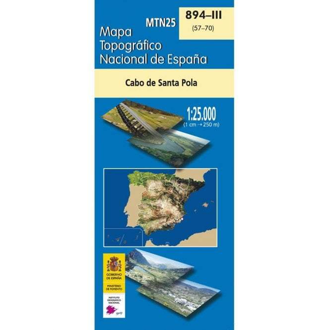 Carte topographique de l'Espagne - Cabo de Santa Pola, n° 0894.3 | CNIG - 1/25 000 carte pliée CNIG 