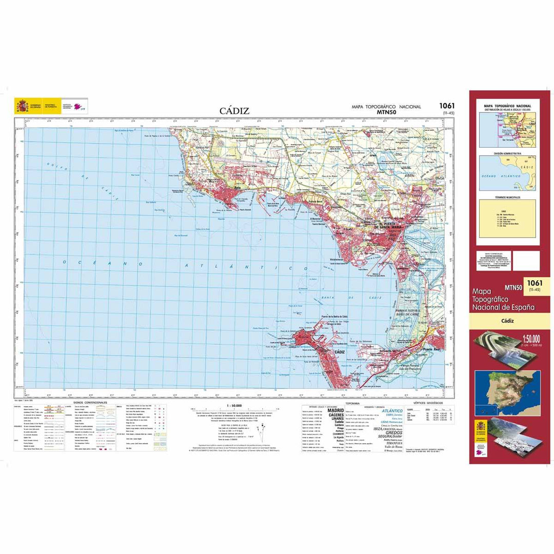 Carte topographique de l'Espagne - Cádiz, n° 1061 | CNIG - 1/50 000 carte pliée CNIG 