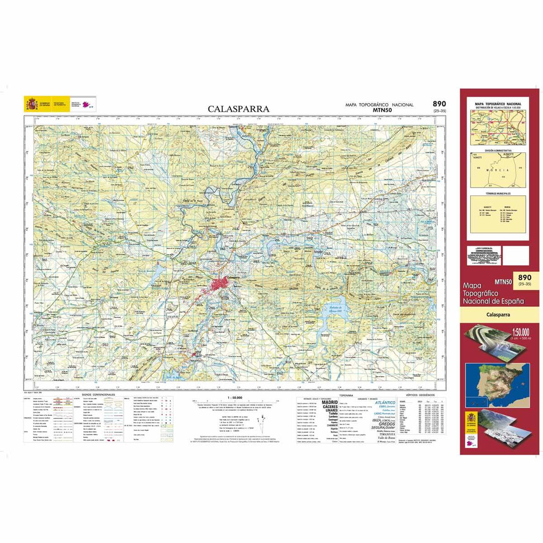 Carte topographique de l'Espagne - Calasparra, n° 0890 | CNIG - 1/50 000 carte pliée CNIG 