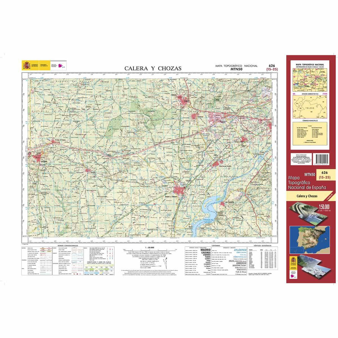 Carte topographique de l'Espagne - Calera y Chozas, n° 0626 | CNIG - 1/50 000 carte pliée CNIG 