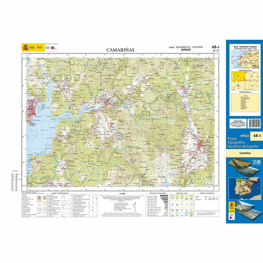 Carte topographique de l'Espagne - Camariñas, n° 0068.1 | CNIG - 1/25 000 carte pliée CNIG 