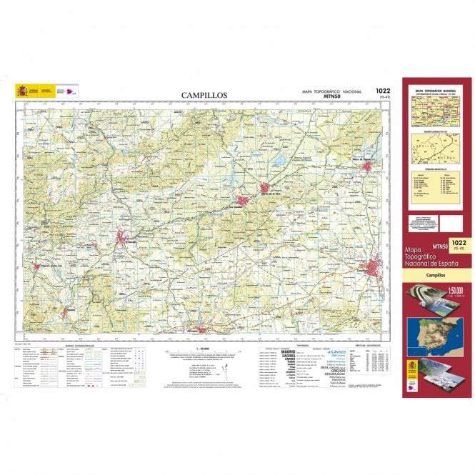 Carte topographique de l'Espagne - Campillos, n° 1022, n° 1022 | CNIG - 1/50 000 carte pliée CNIG 