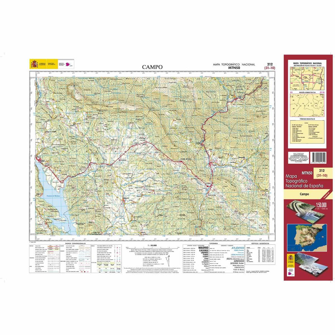 Carte topographique de l'Espagne - Campo, n° 0212 | CNIG - 1/50 000 carte pliée CNIG 