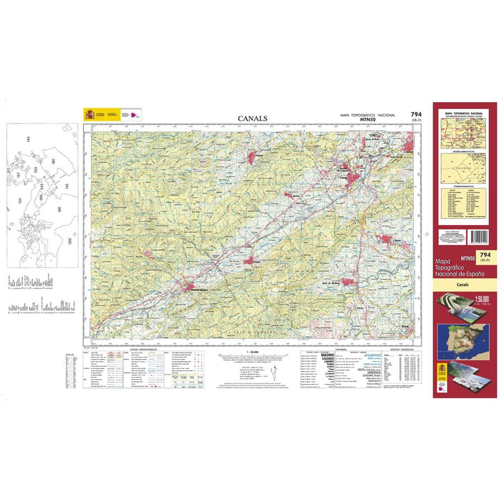 Carte topographique de l'Espagne - Canals, n° 0794 | CNIG - 1/50 000 carte pliée CNIG 