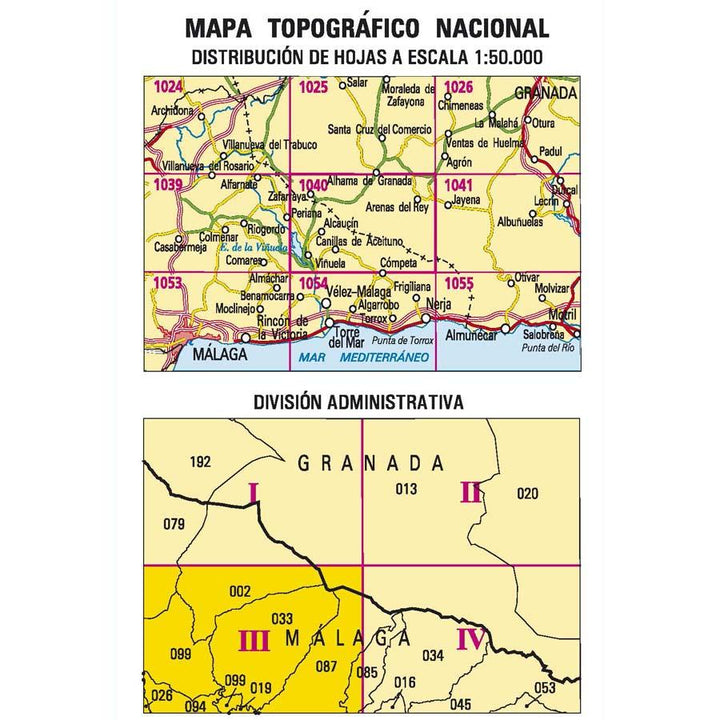 Carte topographique de l'Espagne - Canillas de Aceituno, n° 1040.3 | CNIG - 1/25 000 carte pliée CNIG 