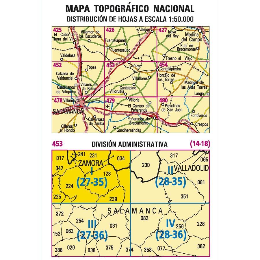 Carte topographique de l'Espagne - Cañizal, n° 0453.1 | CNIG - 1/25 000 carte pliée CNIG 