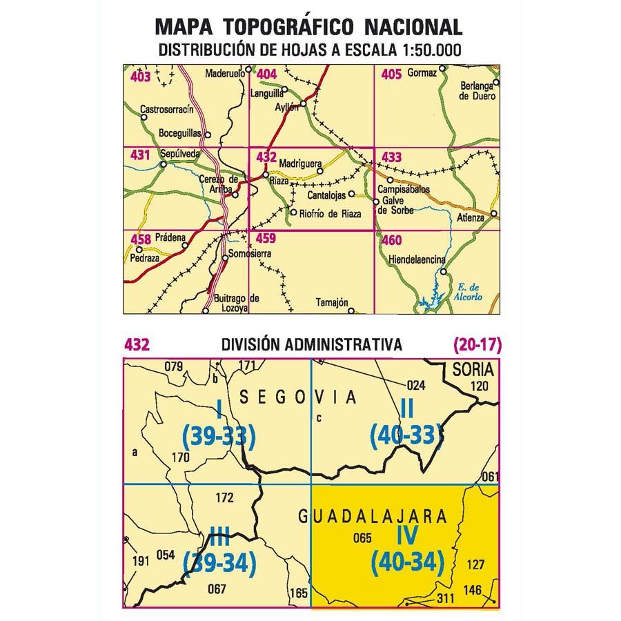 Carte topographique de l'Espagne - Cantalojas, n° 0432.4 | CNIG - 1/25 000 carte pliée CNIG 