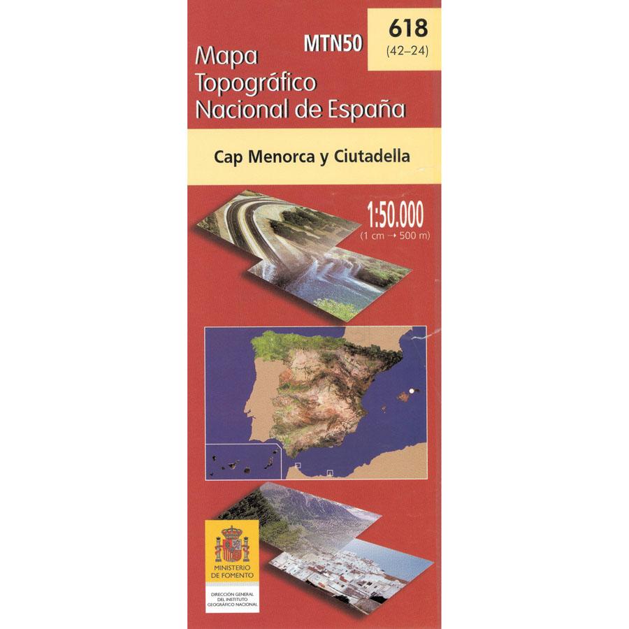 Carte topographique de l'Espagne - Cap Menorca y Ciutadella (Minorque), n° 0618 | CNIG - 1/50 000 carte pliée CNIG 
