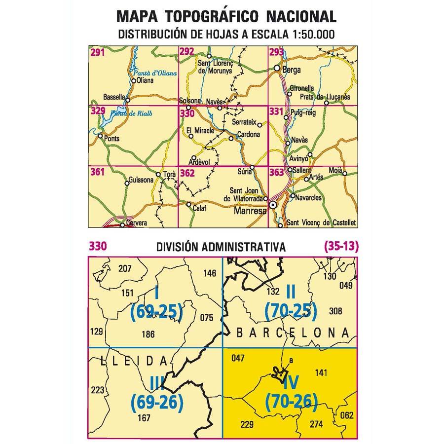 Carte topographique de l'Espagne - Cardona, n° 0330.4 | CNIG - 1/25 000 carte pliée CNIG 