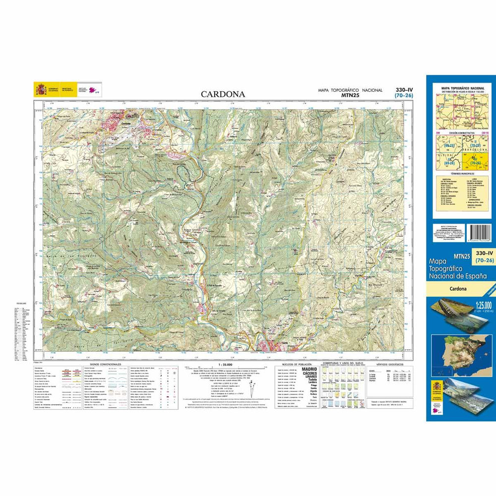 Carte topographique de l'Espagne - Cardona, n° 0330.4 | CNIG - 1/25 000 carte pliée CNIG 