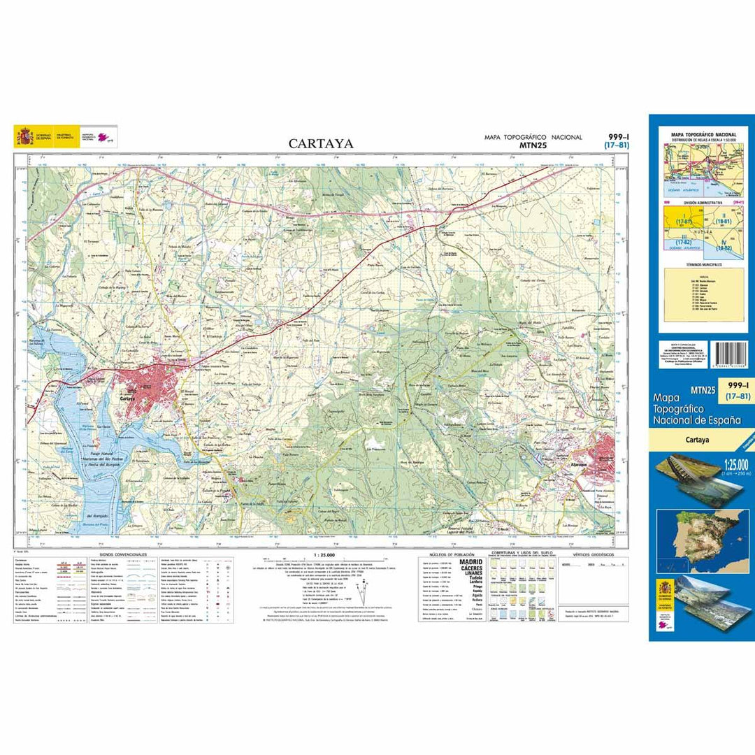 Carte topographique de l'Espagne - Cartaya, n° 0999.1 | CNIG - 1/25 000 carte pliée CNIG 