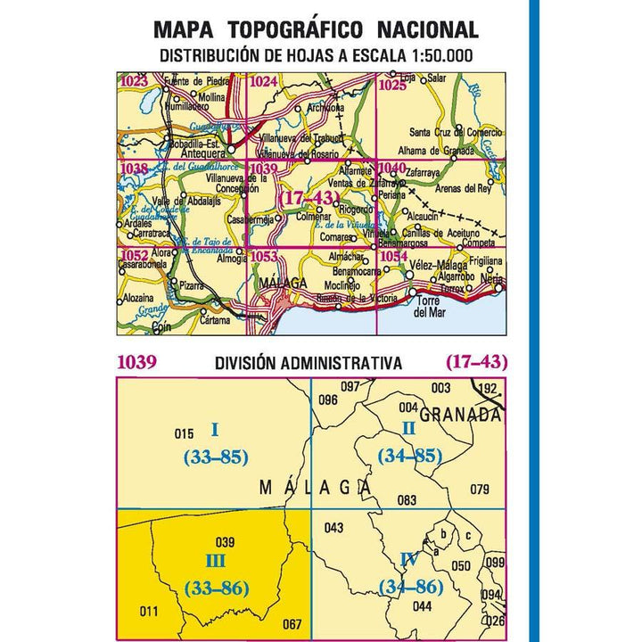 Carte topographique de l'Espagne - Casabermeja, n° 1039.3 | CNIG - 1/25 000 carte pliée CNIG 