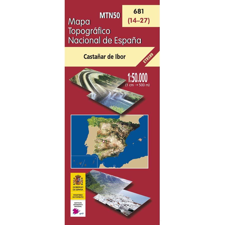 Carte topographique de l'Espagne - Castañar de Ibor, n° 0681 | CNIG - 1/50 000 carte pliée CNIG 