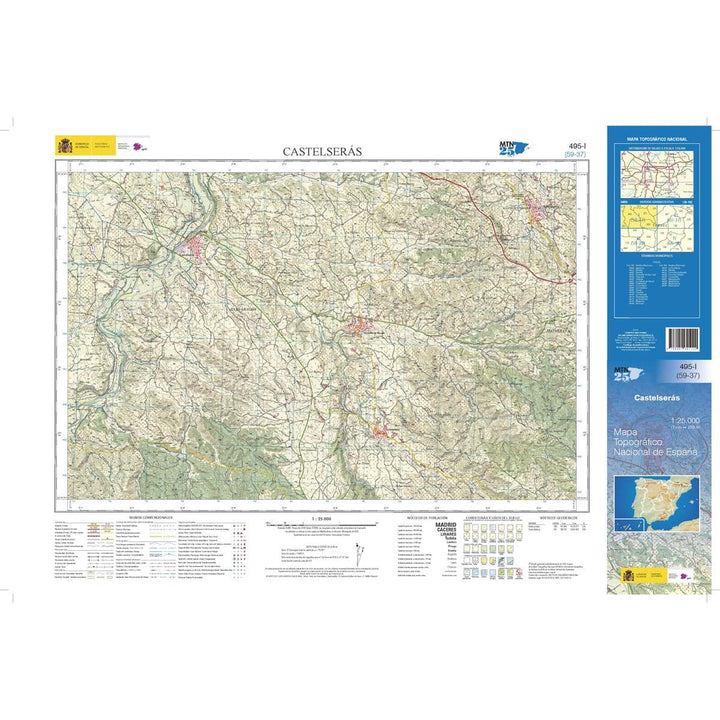 Carte topographique de l'Espagne - Castelserás, n° 0495.1 | CNIG - 1/25 000 carte pliée CNIG 