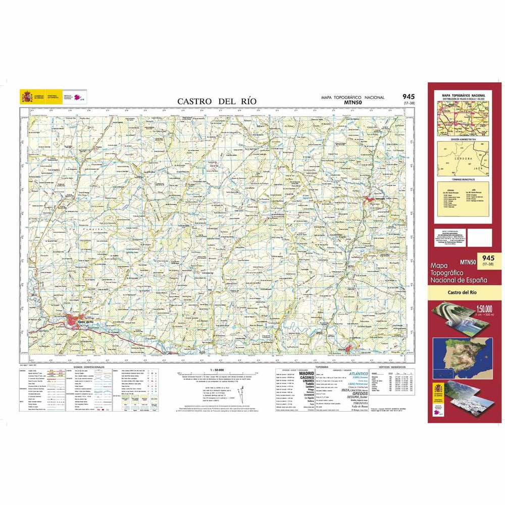 Carte topographique de l'Espagne - Castro del Río, n° 0945 | CNIG - 1/50 000 carte pliée CNIG 