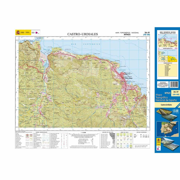 Carte topographique de l'Espagne - Castro-Urdiales, n° 0036.4 | CNIG - 1/25 000 carte pliée CNIG 