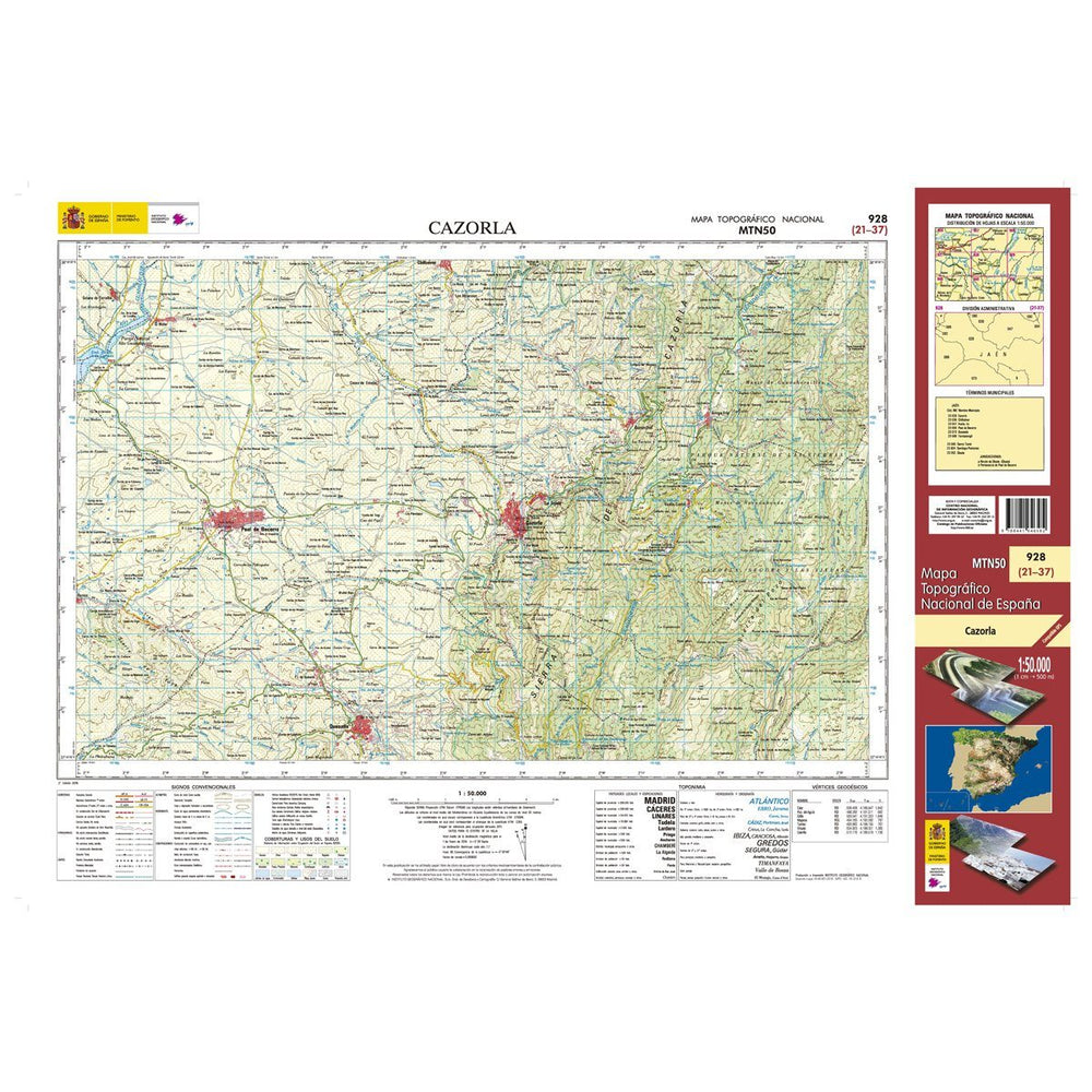 Carte topographique de l'Espagne - Cazorla, n° 0928 | CNIG - 1/50 000 carte pliée CNIG 
