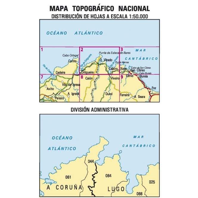 Carte topographique de l'Espagne - Celeiro, n° 0002 | CNIG - 1/50 000 carte pliée CNIG 