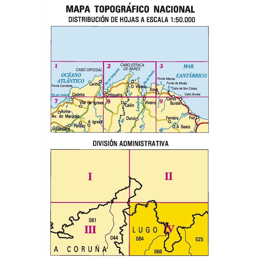 Carte topographique de l'Espagne - Celeiro, n° 0002.4 | CNIG - 1/25 000 carte pliée CNIG 