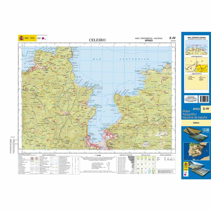Carte topographique de l'Espagne - Celeiro, n° 0002.4 | CNIG - 1/25 000 carte pliée CNIG 