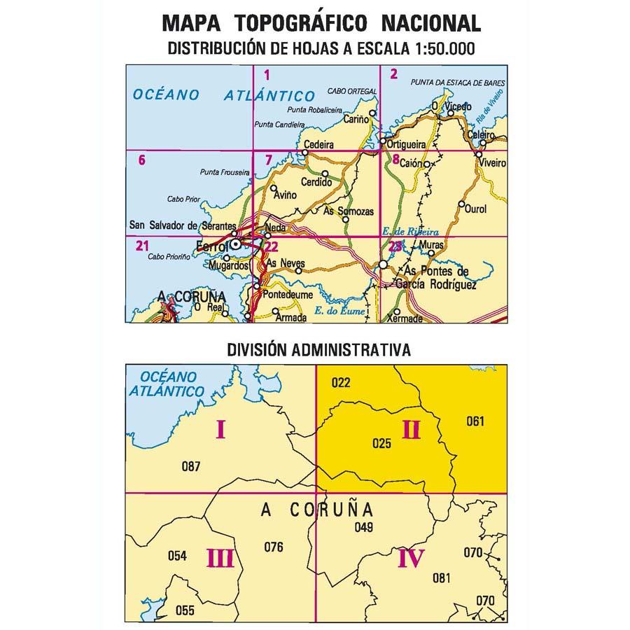 Carte topographique de l'Espagne - Cerdido, n° 0007.2 | CNIG - 1/25 000 carte pliée CNIG 