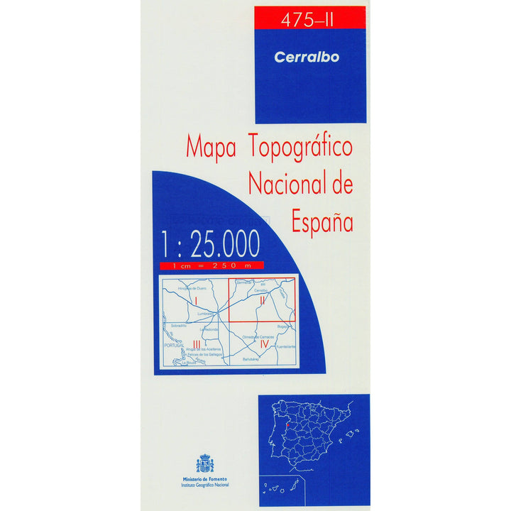 Carte topographique de l'Espagne - Cerralbo, n° 0475.2 | CNIG - 1/25 000 carte pliée CNIG 