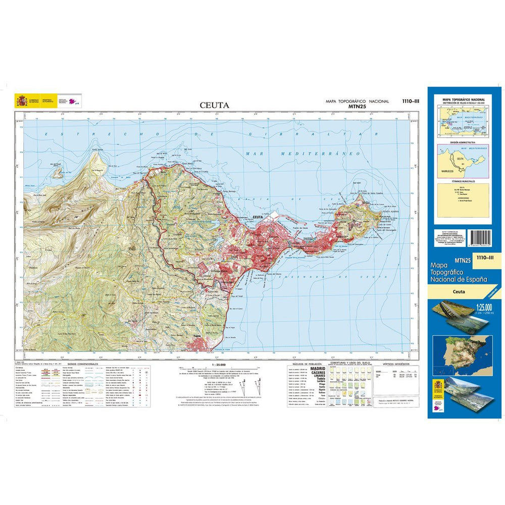Carte topographique de l'Espagne - Ceuta, n° 1110.3 | CNIG - 1/25 000 carte pliée CNIG 
