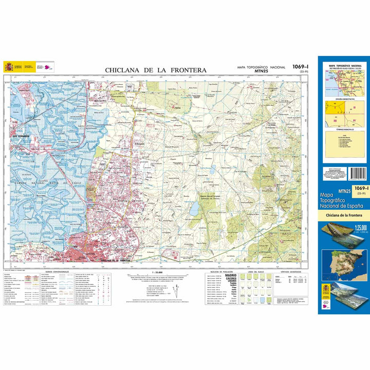 Carte topographique de l'Espagne - Chiclana de la Frontera, n° 1069.1 | CNIG - 1/25 000 carte pliée CNIG 